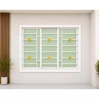 หน้าต่างบานเลื่อน 3 ช่องพร้อมเหล็กดัด[ลายใหม่](สีอบ Powder Coat)109x150cm.[ถูกสวยดีมีคุณภาพ][ล็อกซ้าย-ขวา][สินค้าคุณภาพ]