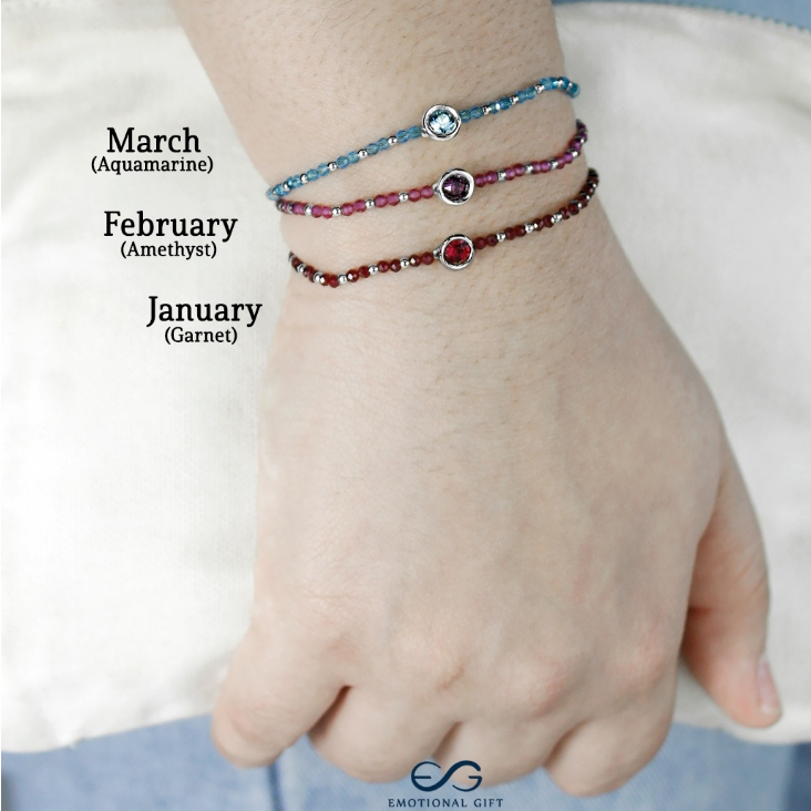เงิน 925 เเท้ กำไลหินประจำเดือนเกิด Silver 925 Birth Stone Bracelet | ของขวัญมีความหมาย ของขวัญแทนใจ