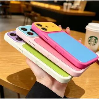 เคสนิ่ม เคสกำมะหยี่ สีพื้นพร้อมเลนส์กระจก สีพาสเทล for iphone17 17pro 17promax 16 pro max 15 pro max 14 pro max 13 12 11