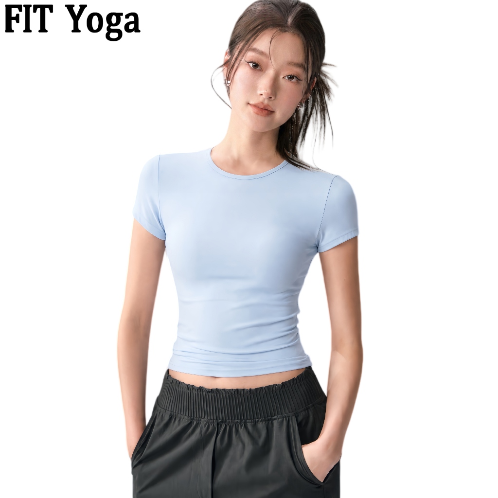 FitYoga เสื้อยืดแขนสั้นออกกำลังกายผู้หญิง รุ่นใหม่ รัดรูป สำหรับโยคะวิ่ง พิลาทิส ออกกำลังกาย ฤดูร้อน
