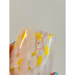 (งานDefect มีรอย) พร้อมส่ง อ่านรายละเอียดก่อนสั่งซื้อ Heart Dot glass แก้วเป่า แก้วลายกระ ความจุ460ml.