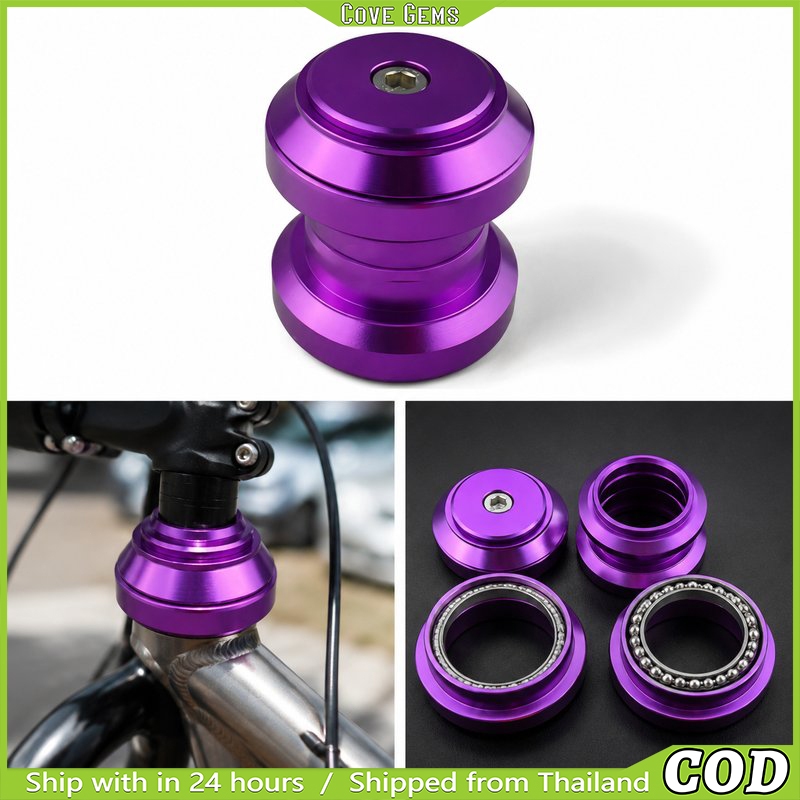 ชุดถ้วยคอลอย 34 มม. แบริ่งปิดผนึก | อลูมิเนียมอัลลอยด์ CNC สีม่วง พร้อมฝาปิดทนทาน | อะไหล่แต่งจักรยานเสือภูเขา MTB