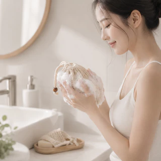 2in1 ใส่สบู่ได้ ตีฟองพร้อมขัดผิว ถุงขัดตัว ถุงอาบน้ำ ถุงใส่สบู่ ถุงตีฟอง ใยขัดผิว อุปกรณ์อาบน้ำ ทำความสะอาดผิว