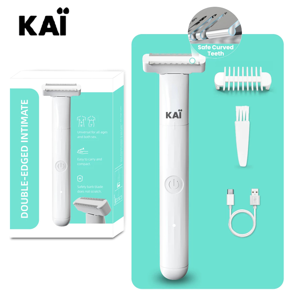 KAI Mens Body Hair Trimmer สําหรับชายลูกผู้หญิง Lady เครื่องโกนหนวดกําจัดขนบิกินี่ ออกแบบมาสำหรับการดูแลขนบริเวณอวัยวะเพ