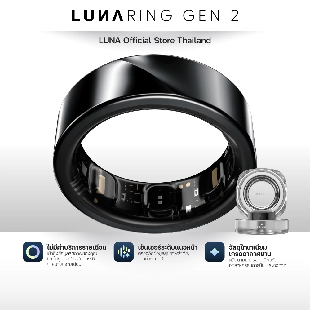 Luna Smart Ring 2 แหวนอัจฉริยะเพื่อสุขภาพระดับพรีเมียม - Midnight Black