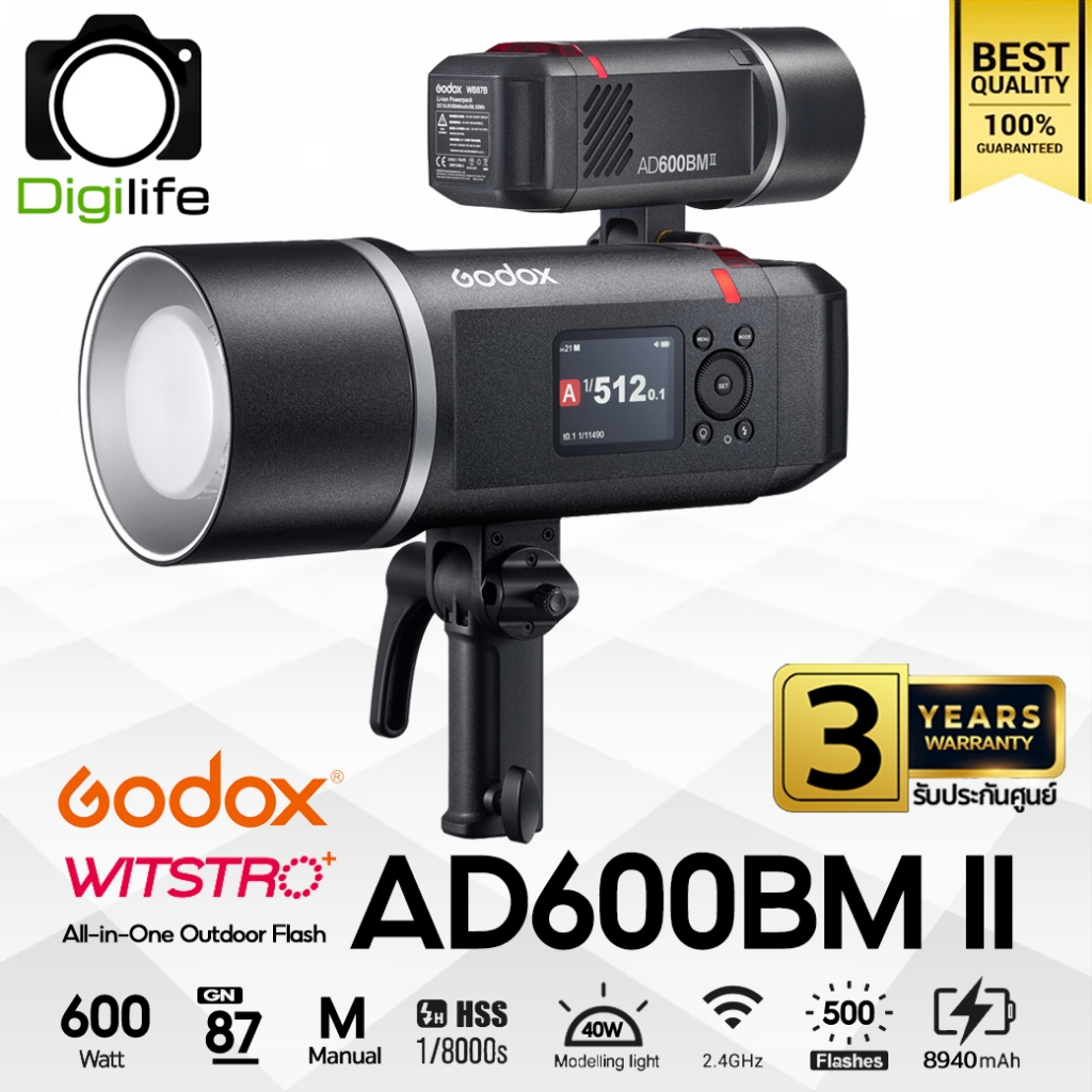 Godox Flash AD600BM II 600W, Manual, HSS, Lithium Battery - Bowen Mount ( WB87B ) / Godox Thailand