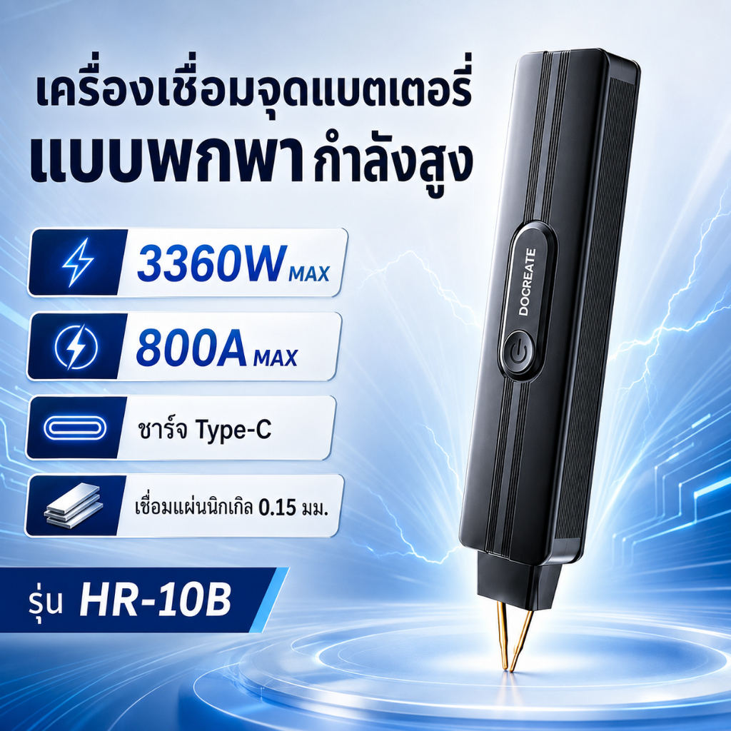 เครื่องเชื่อมจุดแบตเตอรี่แบบพกพา กำลังสูง 3360W กระแสสูงสุด 800A สำหรับประกอบแบตเตอรี่ลิเธียม