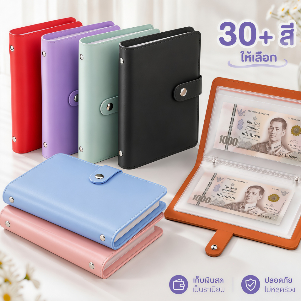 สมุดออมเงิน Savings Book ใส่ได้ 100 แผ่น ใส่ได้ 1,000 บาท สมุดบันทึกการออม 12 สี