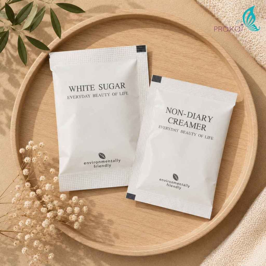 PRAKAIVANICH น้ำตาลทรายซอง 8g/ครีมเทียมซอง 3g [50 ซอง] บรรจุซอง สำหรับโรงแรม คาเฟ่ white sugar