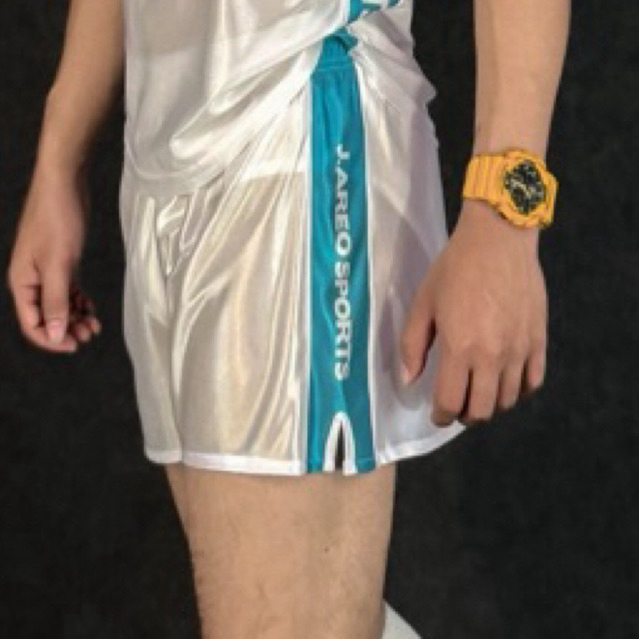 กางเกง_jAreo_มันเงาบาง_สีขาว_แถบเขียวทะเล