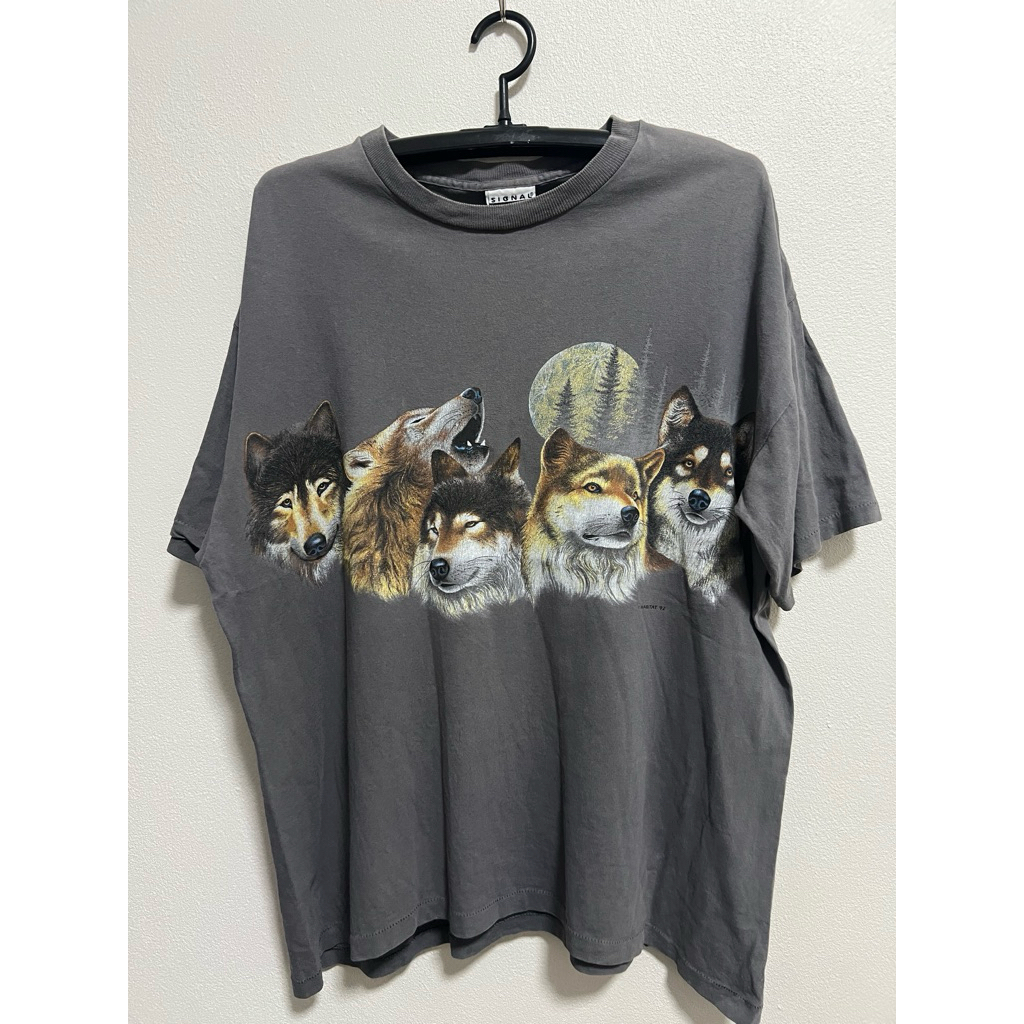 เสื้อยืดมือสอง Vintage 90s Wolves Animal Nature Wolf T Shirt