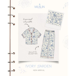 MUSLIN Ivory Garden - Silk Satin Pajamas [Mother Day collection]