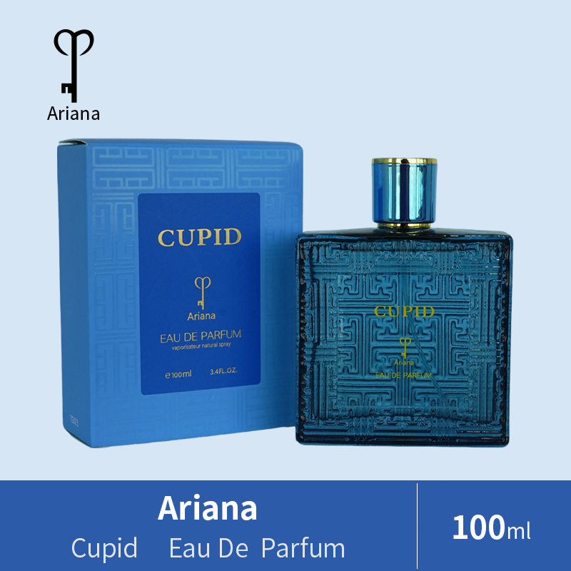 Ariana CUPID Square Blue Perfume, Cool Mint & Green Apple Top Notes, Woody Cedar Base, 12H Long Lasting Fragrance for Da