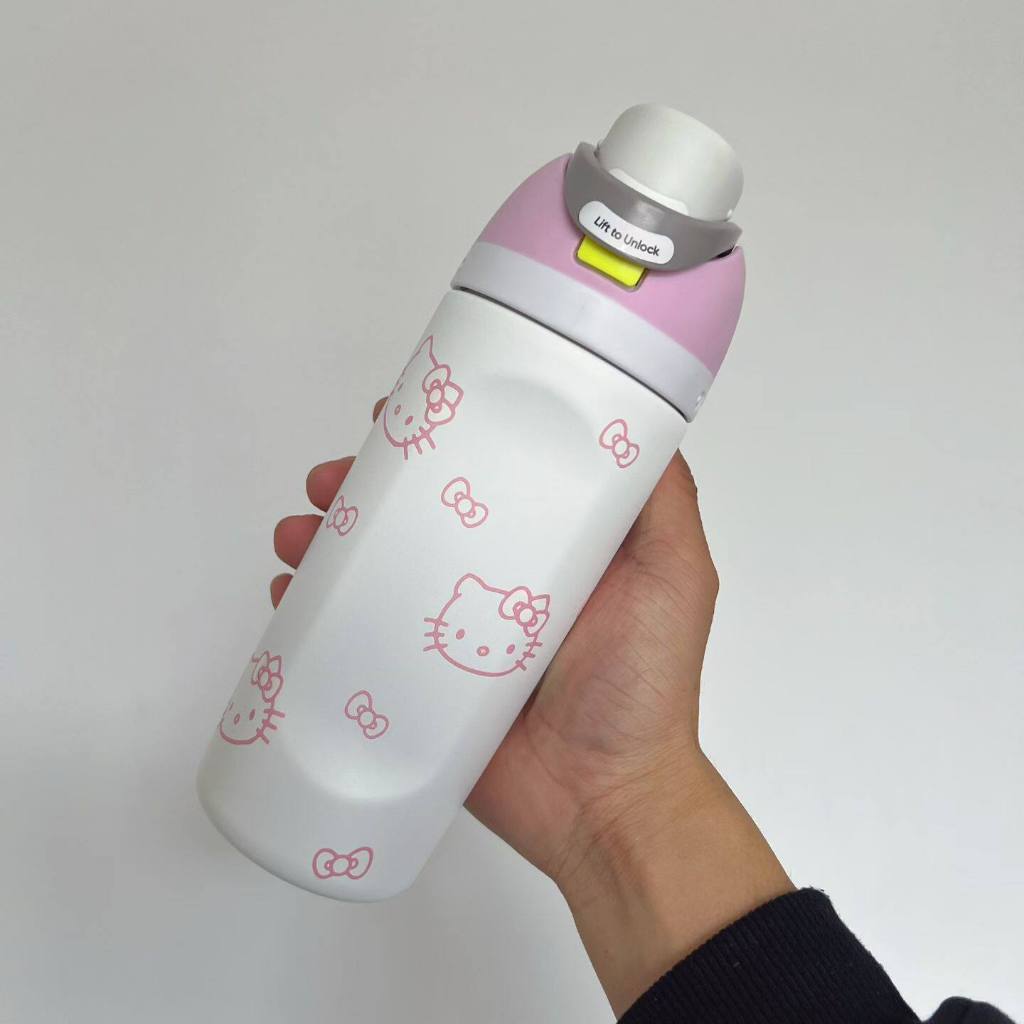 [ของแท้] ขวดน้ำสแตนเลส Owala Kid's FreeSip Kitty 16oz พร้อมหลอดดูด เก็บความร้อน-เย็นได้ดี น่ารัก ถูกใจเด็กๆ