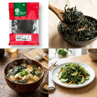 สาหร่ายวากาเมะ สาหร่ายอบแห้ง Dried Wakame Seaweed เกรด A คุณภาพสูง 400 กรัม ตราต้นตะวัน