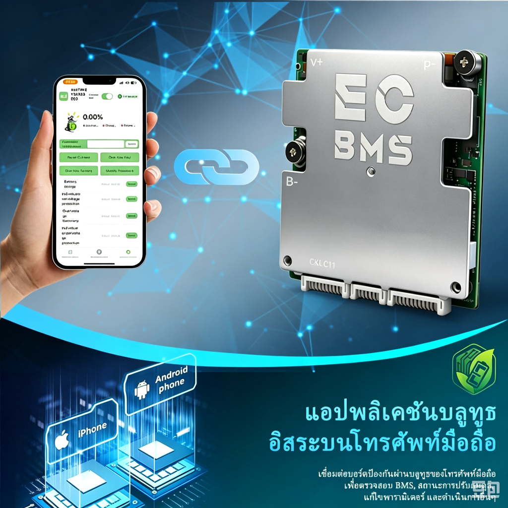 EC BMS บอร์ดป้องกันแบตเตอรี่ Smart BMS 3S 8S 10S 16S 20S 24S 40A 60A 80A 100A 150A 200A ควบคุมผ่านมื