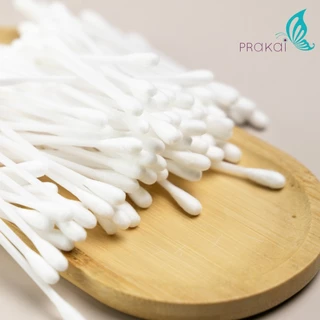 PRAKAIVANICH คอตตอนบัด ก้านสำลี +สำลีเช็ดหน้า สำลีแผ่น【แพ็ค 100 ชิ้น】สำหรับใช้ในโรงแรม ใส่ซองขาวขุ่น