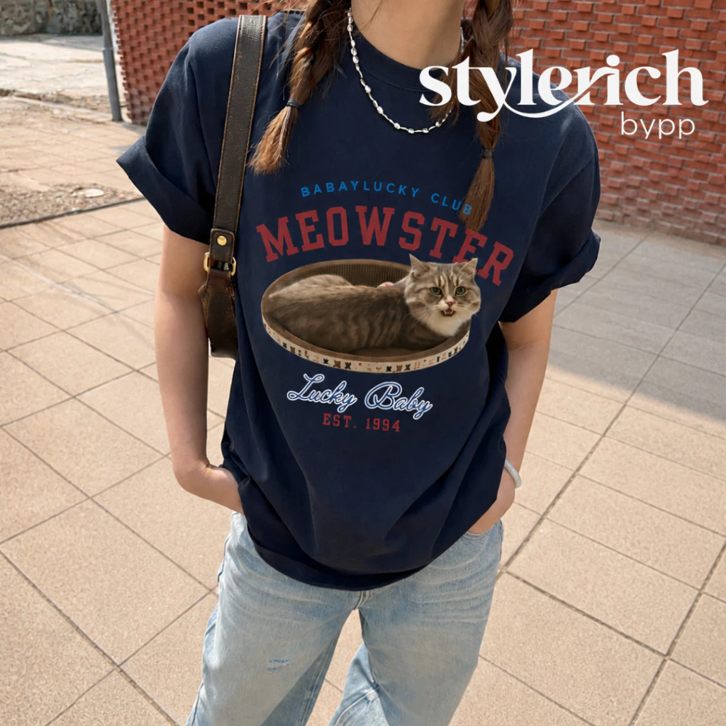Stylerich เสื้อยืดพิมพ์ลาย เสื้อยืดสกรีนลายแมว เสื้อยืด oversize ผ้าฝ้าย มี S-3XL พร้อมส่งจากไทย