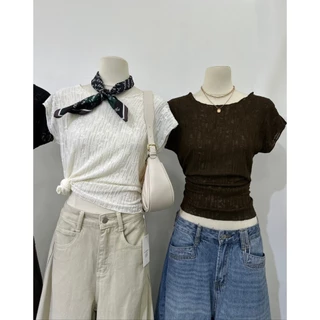 M2236 เสื้อแต่งเท็กซ์เจอร์น่ารักๆ ทรงสวยผ้ายืดหยุ่น แมทช์ง่าย ใส่สบาย