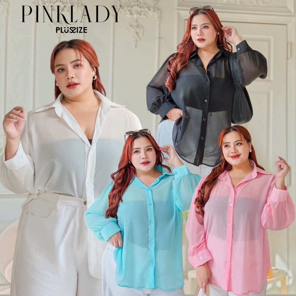 *ส่งด่วน-ส่งทุกวัน*เสื้อเชิ้ตซีทรู แขนพอง ใช้ ***ผ้าชีฟองเนื้อบางเบา*** มี 4 สี 40"-64"