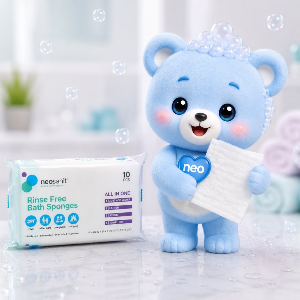 Neosanit ฟองอาบน้ำแห้ง รุ่น NS008 Size 12x20 ซม.