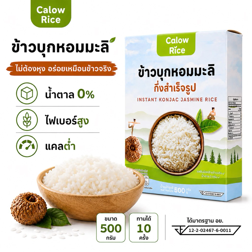 Calow Rice ข้าวบุกหอมมะลิ 500 กรัม 🔥 [ผลิตใหม่ล่าสุด หอมนุ่ม]