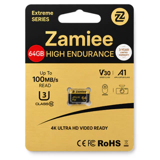Zamiee MicroSD 32GB 64GB High Endurance สำหรับกล้องวงจรปิด กล้องหน้ารถ U3 V30 A1 อ่าน 100MB/s ทนทานพิเศษ
