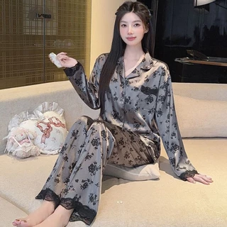 ชุดนอนผ้าซาติน ชุดนอนผู้หญิง ใส่สบาย ผ้านุ่มลื่น (พร้อมส่งจากไทย)
