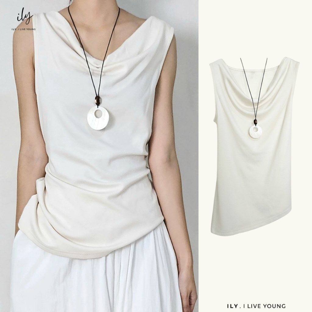 ILY - 9128 Frontie Cowl Top พร้อมสร้อย