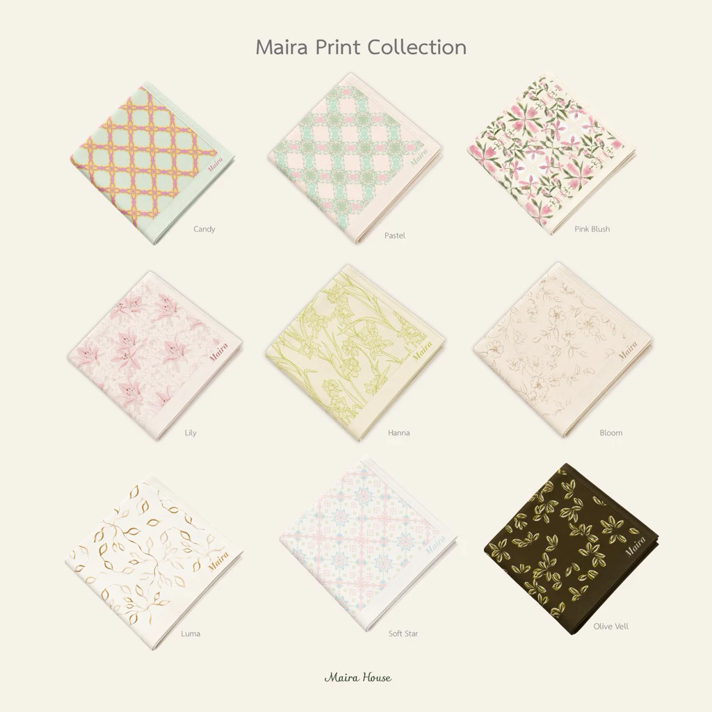 Maira Print Collection Printed | ฮิญาบพิมพ์ลาย ขนาด 115X115 ซม
