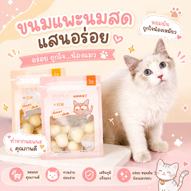 🌵 พุดดิ้งแมว ขนมแมว พุดดิ้งสัตว์เลี้ยง นมแมว 1ซอง15ชิ้น สำหรับแมวทุกวัย 🌵