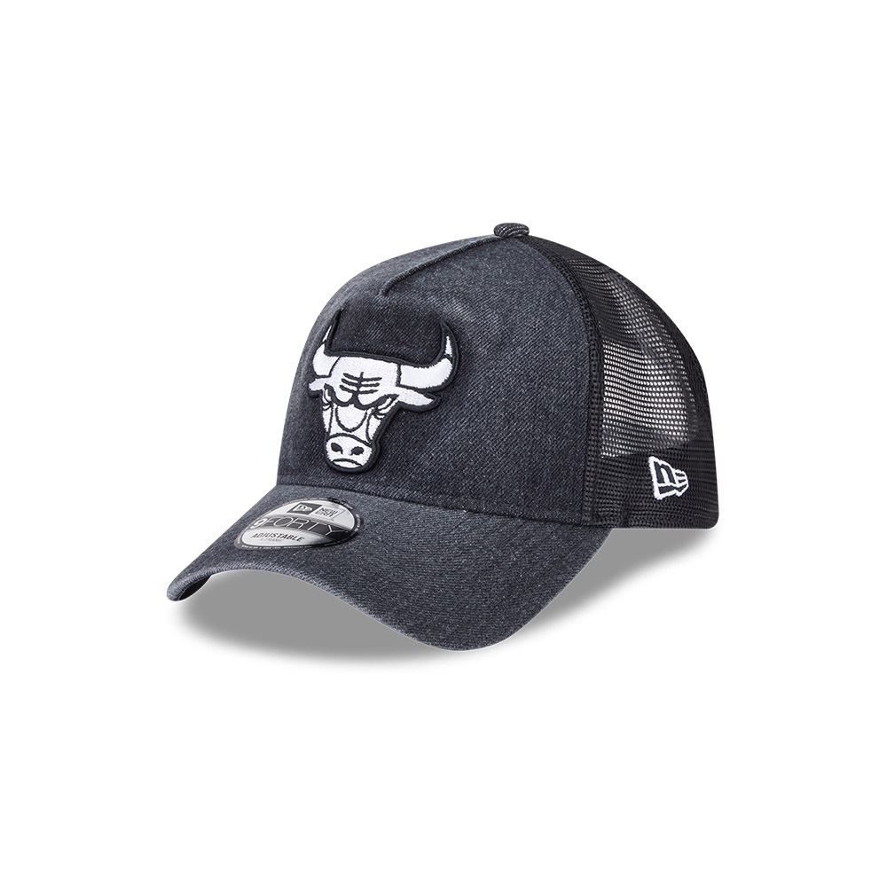 หมวกแก๊ป New Era รุ่น Chicago Bulls Washed Denim Black 9Forty A-Frame Trucker Cap