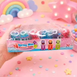 อมยิ้ม ลูกอม ไดม่อน เพชร สปริง ผลไม้ แคนดี้ 3 สี 1 กล่อง 30 ชิ้น ลูกกวาด