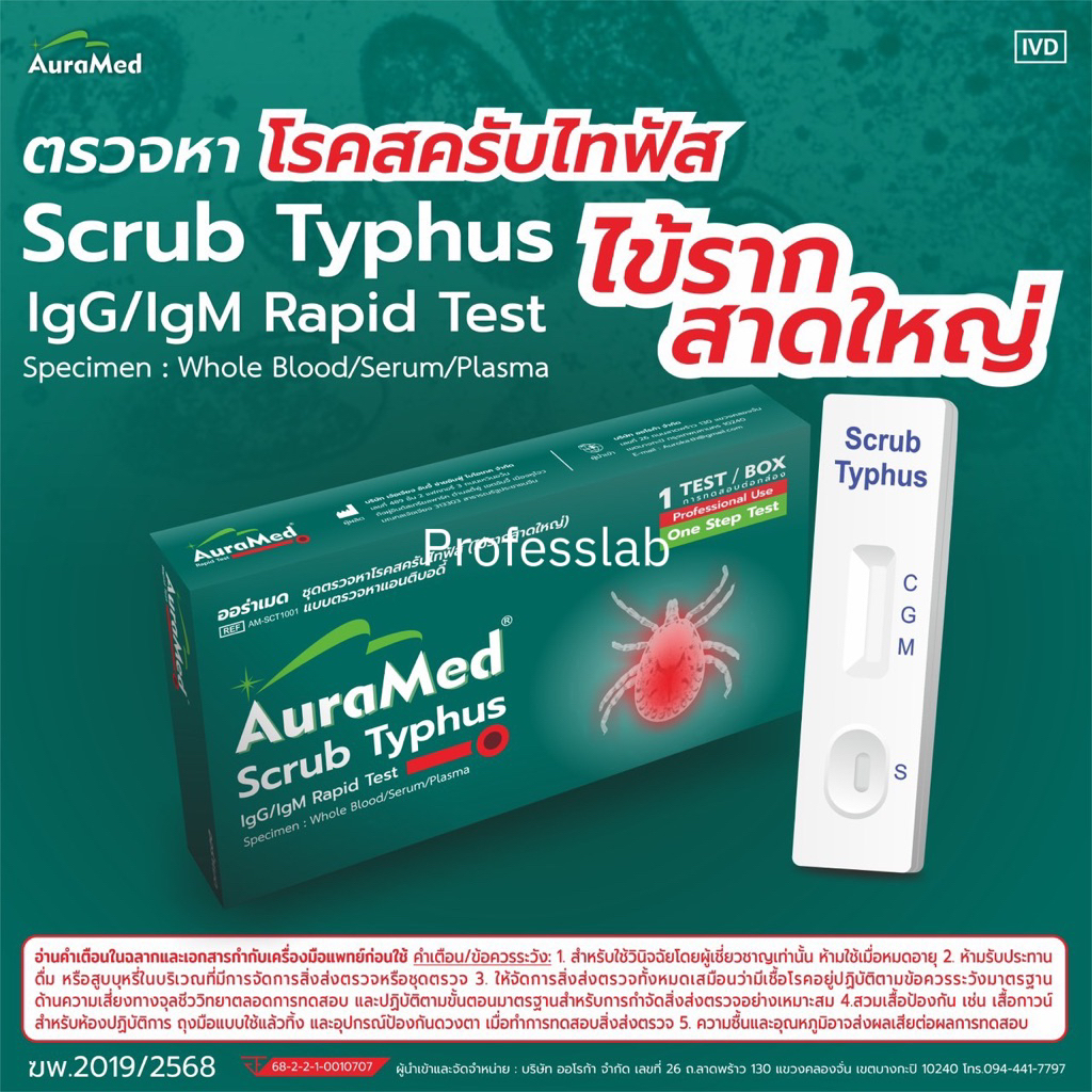 ออราเมด Auramed ชุดตรวจหา โรคสครับไทฟัส  ไข้รากสาด Scrub Typhus ไข้ราก IgG/IgM Rapid Test