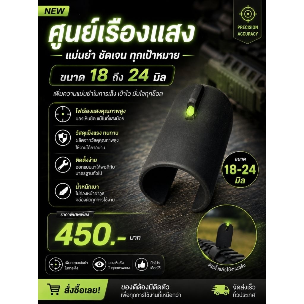 ครอบศูนย์(เรืองแสง) ขนาด 18-24mm.