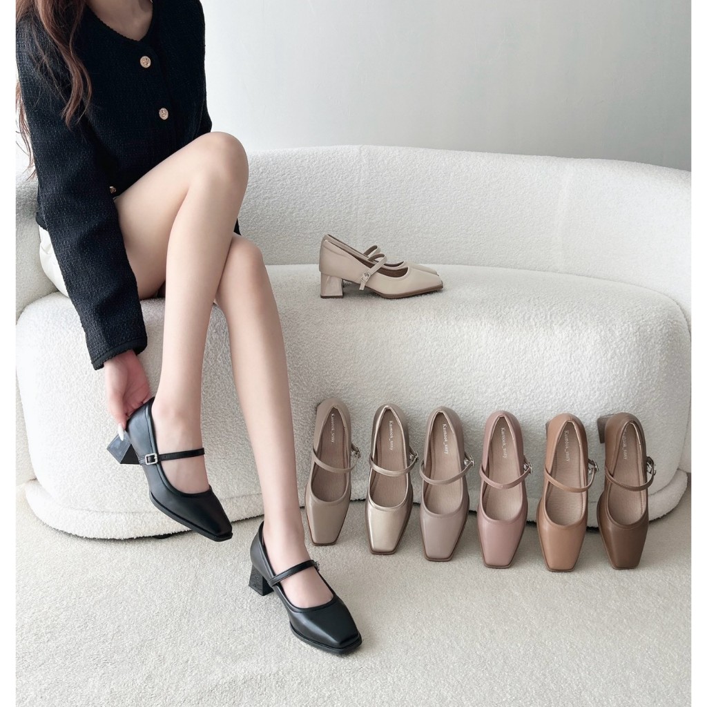 รองเท้าคัทชู แมรี่เจนBlock Heels ส้นสูง1.5นิ้ว รองเท้าkaimooksissy cs+ks670773