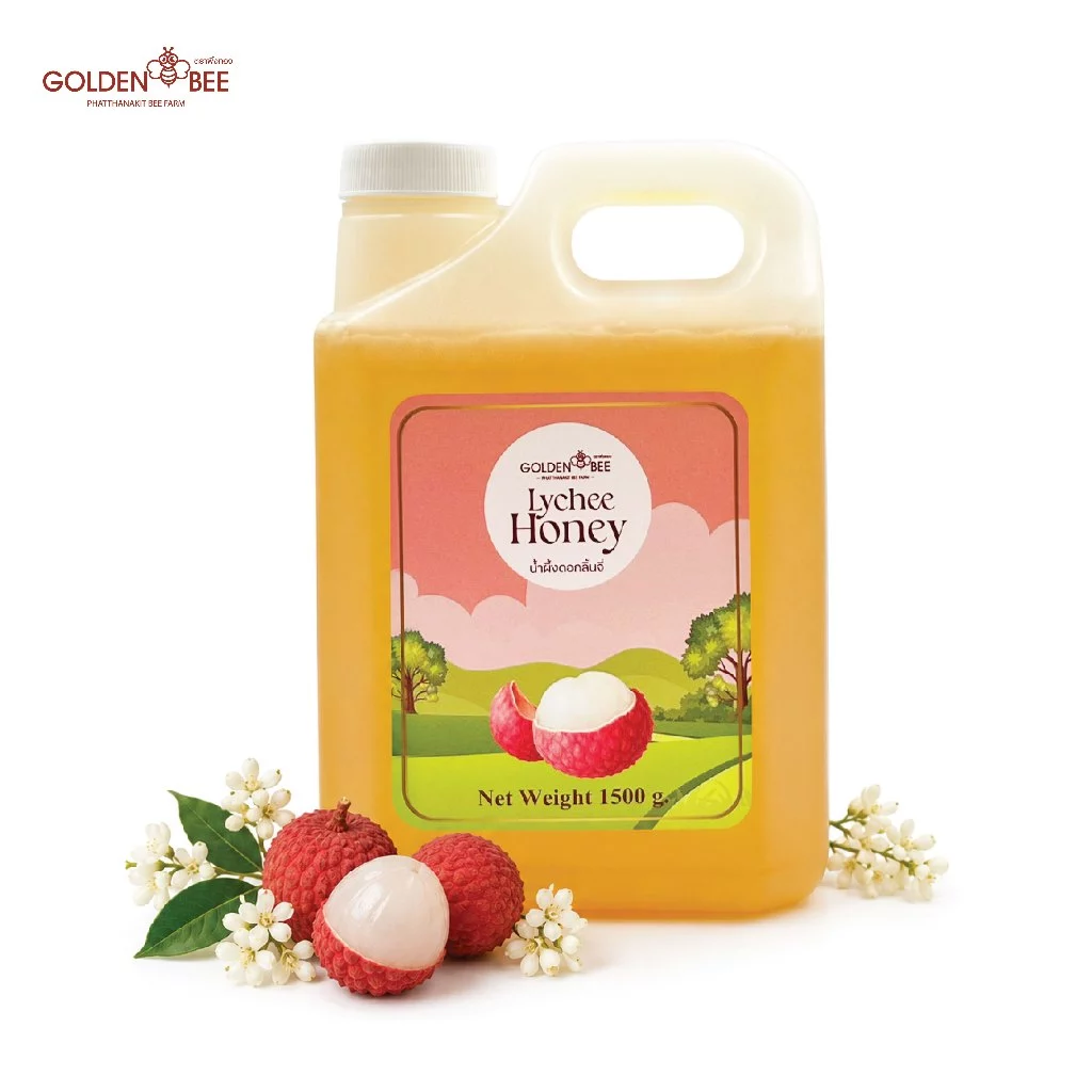 Golden Bee น้ำผึ้งดอกลิ้นจี่ 1,500 กรัม บรรจุแกลลอน Lychee Honey น้ำผึ้งแท้ 100%