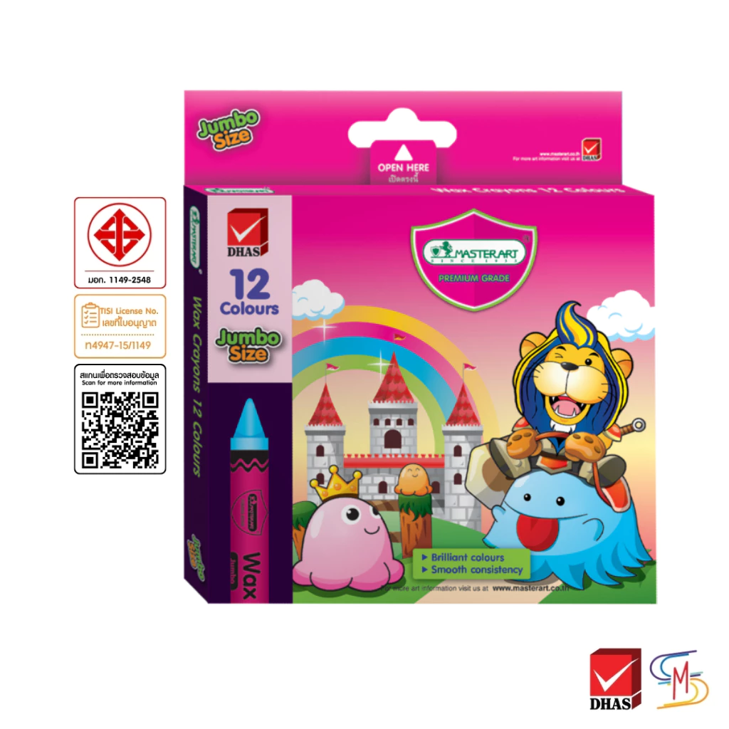 Master Art มาสเตอร์อาร์ต สีเทียน ขนาดจัมโบ้ 12 สี จำนวน 1 กล่อง