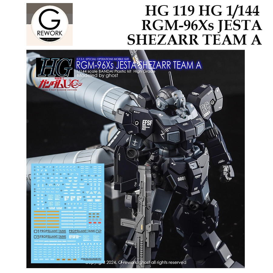 G Rework HG119 HG 1/144 RGM-96Xs JESTA SHEZARRTEAM  WATER SLIDE DECAL