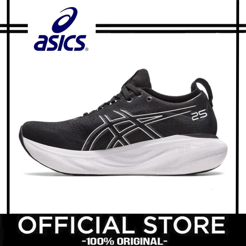 Asics GEL-Nimbus 25 รองเท้าวิ่งมาราธอนผู้หญิงสีดำและสีขาว