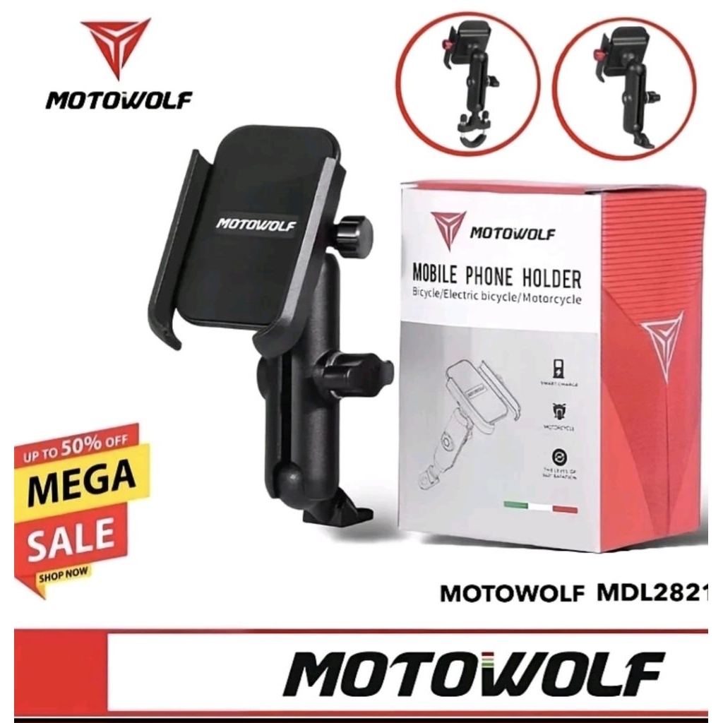 ที่จับมือถือมอเตอร์ไซค์ MOTOWOLF MDL 2821 อลูมิเนียม แข็งแรงทนทาน