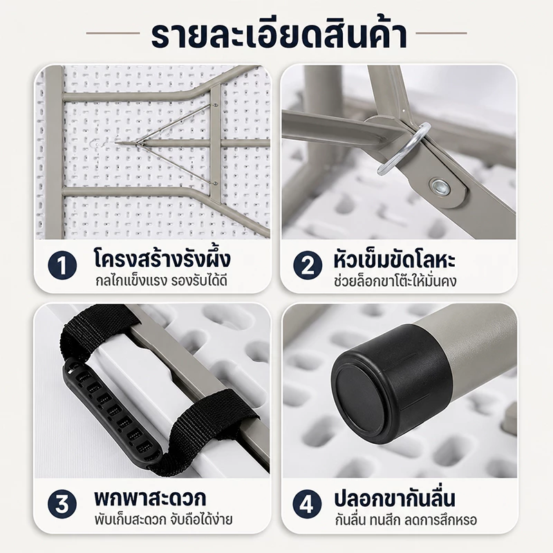 โต๊ะพับได้ โต๊ะแคมป์ปิ้ง โต๊ะอเนกประสงค์ โต๊ะพับสนาม พกพา ใช้ในบ้าน ใช้มาขายของตลาดนัดและปิกนิค thumbnail 4