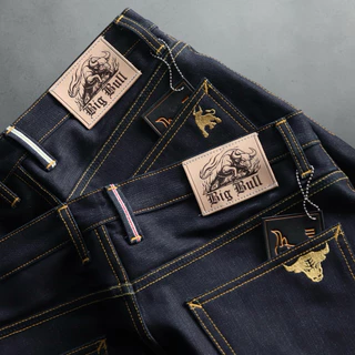 กางเกง BIG BULL DENIM รุ่น KU - 16 ผ้าดิบ 16 ออนซ์ริมสองสีแดงทอง