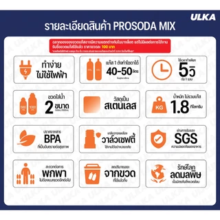 เครื่องทำโซดา ULKA PRO SODA MIX วัสดุสเตนเลส ใช้กับน้ำหวานได้ ไม่ใช้ไฟฟ้า เกรดพรีเมียม กดได้มากกว่า 40 ลิตร พร้อมส่ง