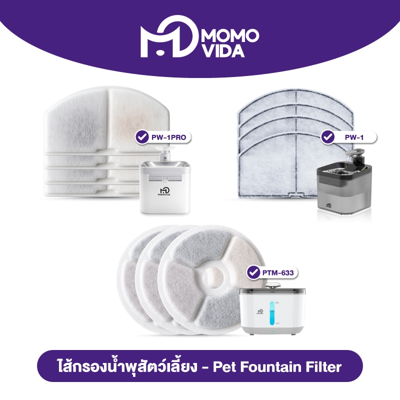 MOMOVIDA Fountain Filter ไส้กรองน้ำพุแมว แผ่นกรองน้ำพุแมว ฟิลเตอร์ กำจัดกลิ่น ขน และตะกอน