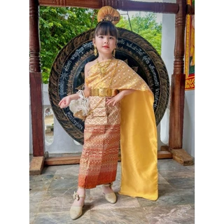 สีครีมชมพูชุดไทยวันทอง 3-10 ปีมี 8 ขนาดราคาไม่รวมเครื่องประดับ
