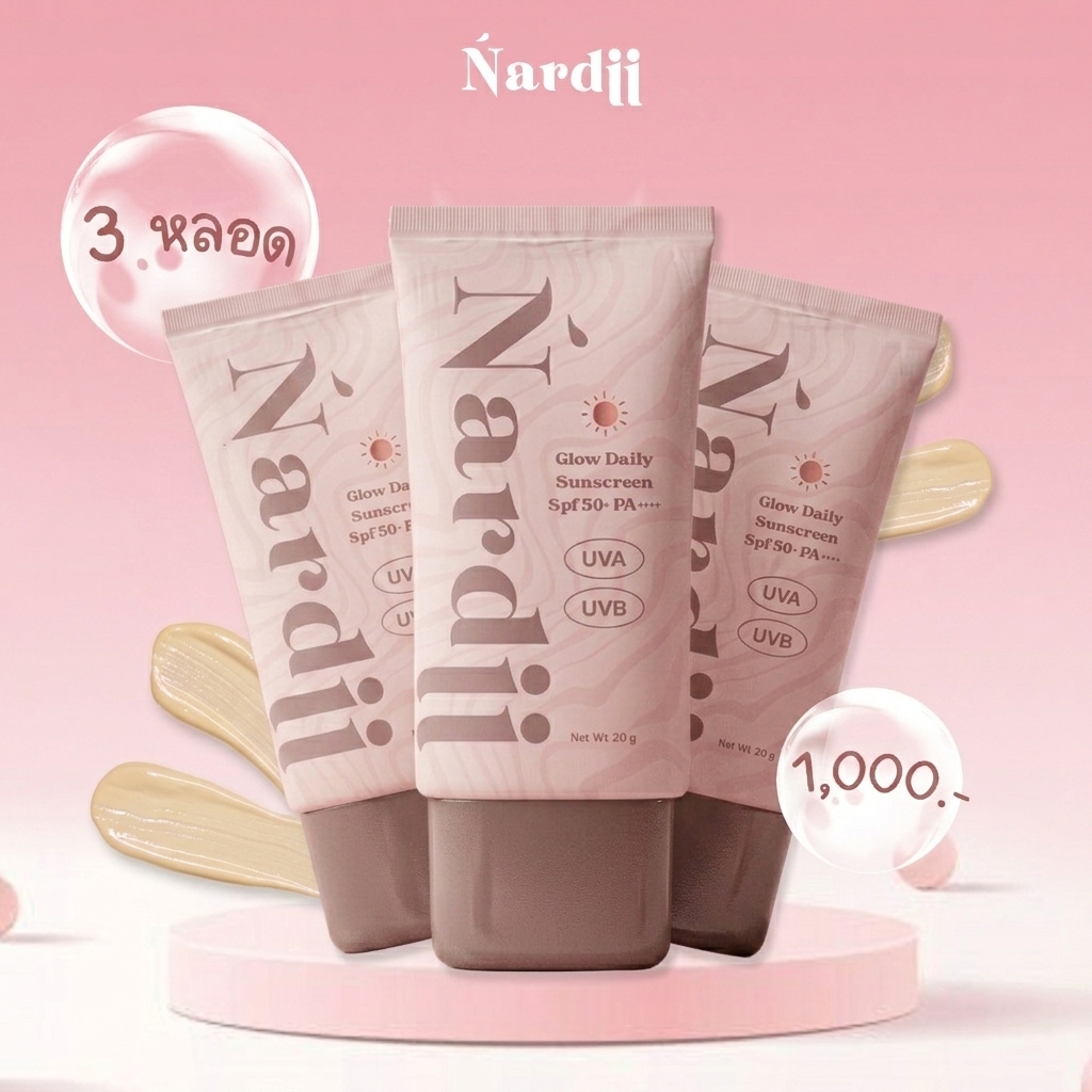 No.01 Nardii Glow Daily Sunscreen SPF50+ PA++++ (3 หลอด)