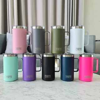 แก้วน้ำ24oz 720ml สแตนเลส304 เก็บอุณหภูมิความเย็น ร้อน มีด้ามหูจับ สีพื้นผิวด้านหน้าทราย สีไม่ลอก YT