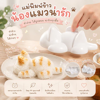 แม่พิมพ์ข้าวรูปแมว แม่พิมพ์ข้าวปั้นแมว 3 ช่อง พิมพ์ข้าวซูชิแมว อุปกรณ์ทำอาหารเด็ก Food Grade ลายน่ารัก ใช้ง่าย ถอดล้างได