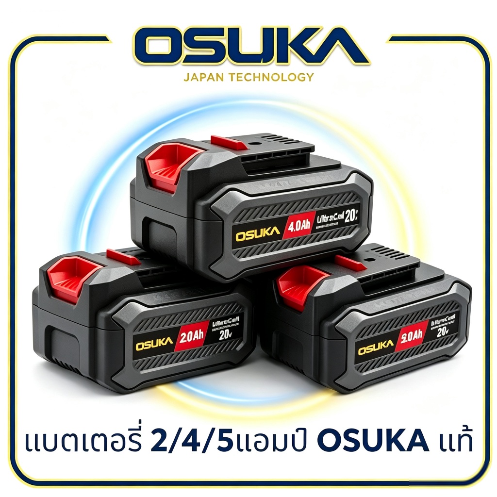 OSUKA แบตลิเธียม 20V รุ่นกันน้ำเบื้องต้น ความจุ 2-7.5Ah รองรับแท่นชาร์จเดิม สว่านไฟฟ้า เลื่อยลูกโซ่